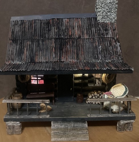 Miniature rustic log - log, cabin