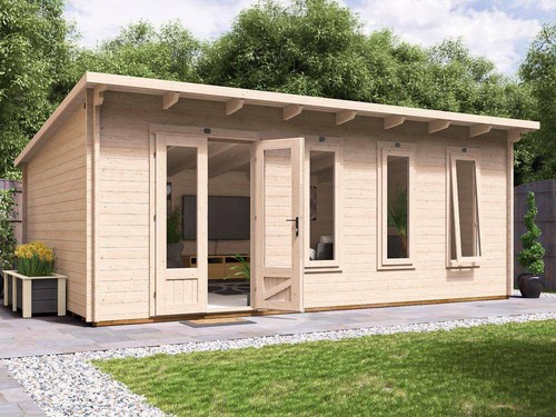 Log cabin garden office 6x4m - log,