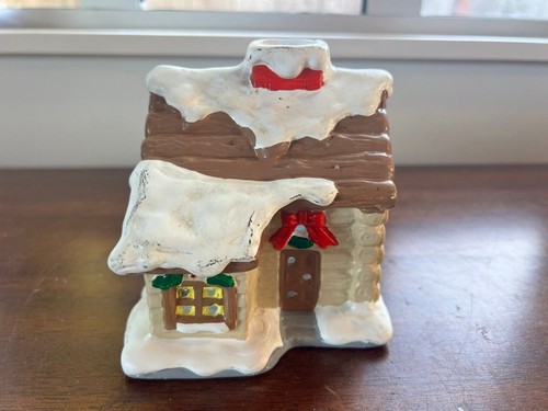 Ceramic christmas log - log, cabin