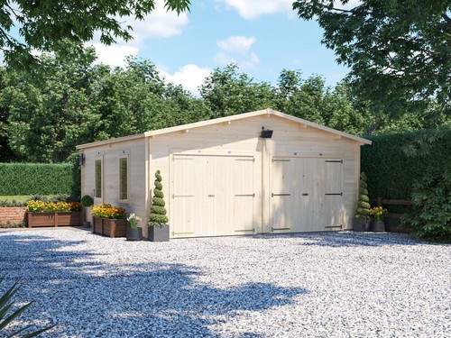Wooden double garage log cabin - wooden,