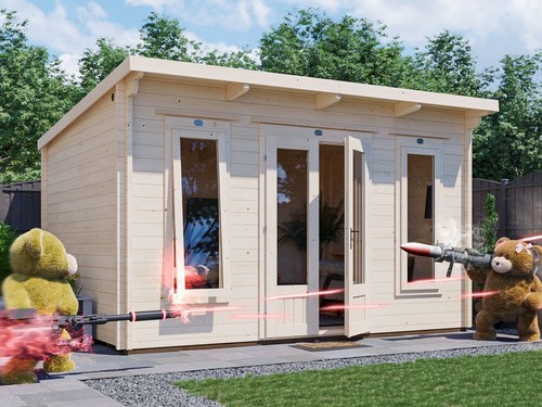 Log cabin garden office man - garden,