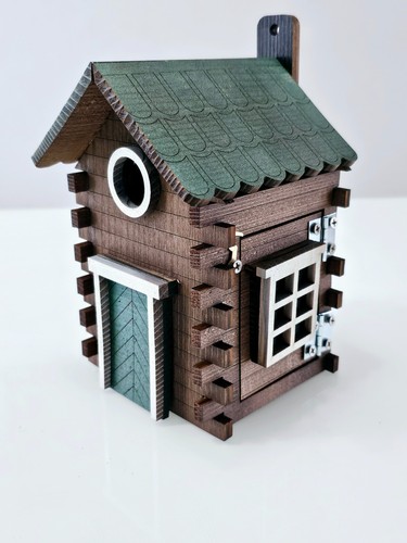Rustic log cabin birdhouse - cabin,