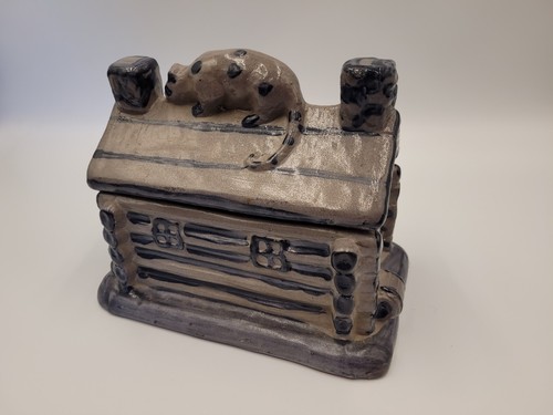 Rowe pottery cat log cabin - pottery,